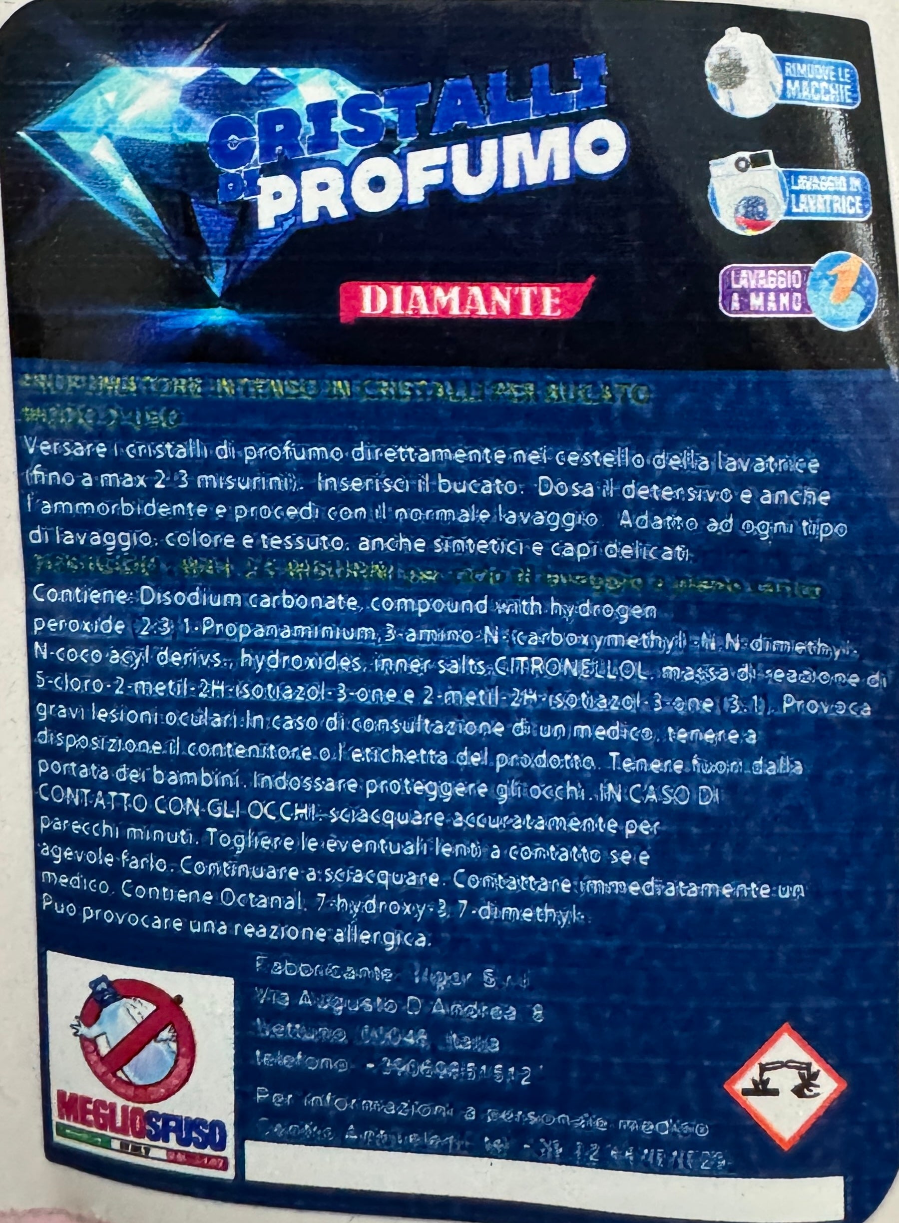 Cristalli di profumo diamante 12,00€ al kg.