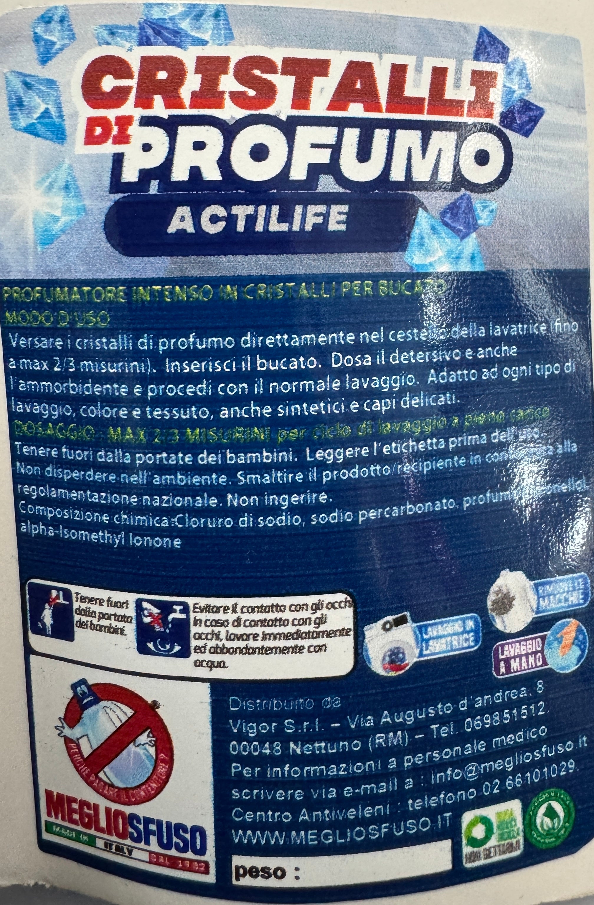 Cristalli di profumo ACTILIFE 12,00€ al kg.