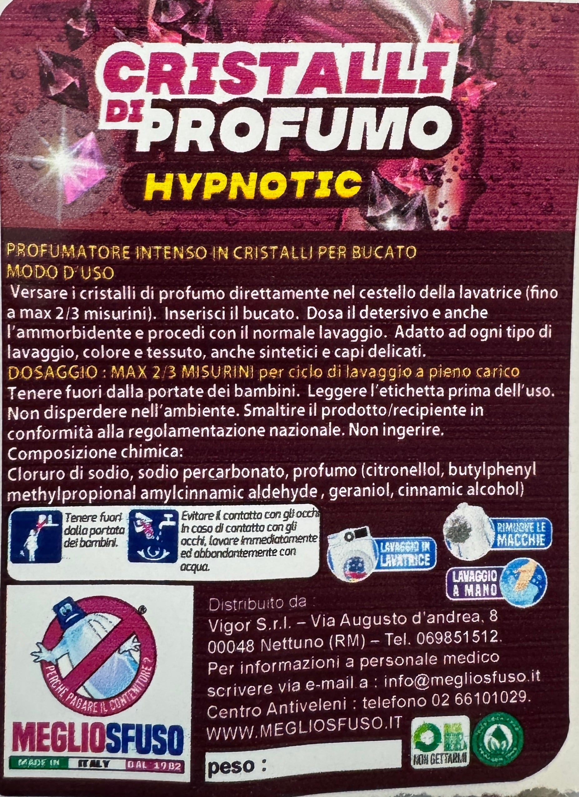 Cristalli di profumo hipnotic 12,00€ al kg.
